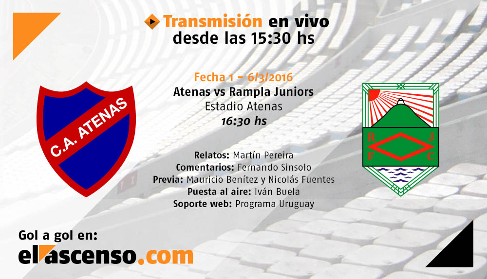 Transmisión:  Éste domingo en directo Atenas y Rampla