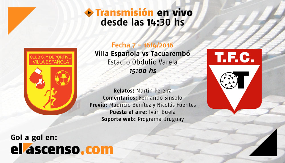 Transmisión: Villa Española – Tacuarembó y sorteamos 2 camisetas