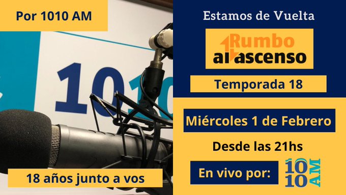 Rumbo al Ascenso: Este miércoles a las 21.00 hs regresamos en Carve Deportiva 1010 AM